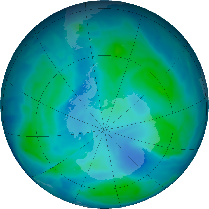 Antarctic ozone map for 05 February 2009